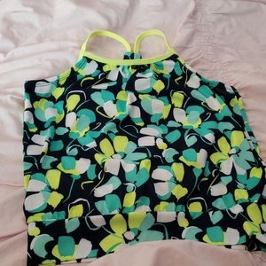 Gymboree Girls floral / striped lined sport top